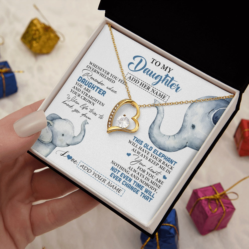 Forever Love Necklace 18K Yellow Gold Finish | 2 | Personalized To My Daughter Gifts Necklace From Mom Dad Whenever Elephant Unique Birthday Gifts For Daughter Graduation Christmas Custom Gift Box Message Card | teecentury.myshopify