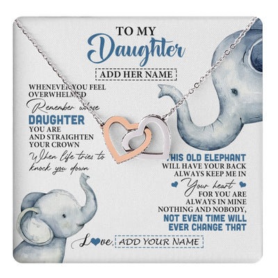 Interlocking Hearts Necklace Stainless Steel & Rose Gold Finish | 1 | Personalized To My Daughter Gifts Necklace From Mom Dad Whenever Elephant Unique Birthday Gifts For Daughter Graduation Christmas Custom Gift Box Message Card | teecentury.myshopify