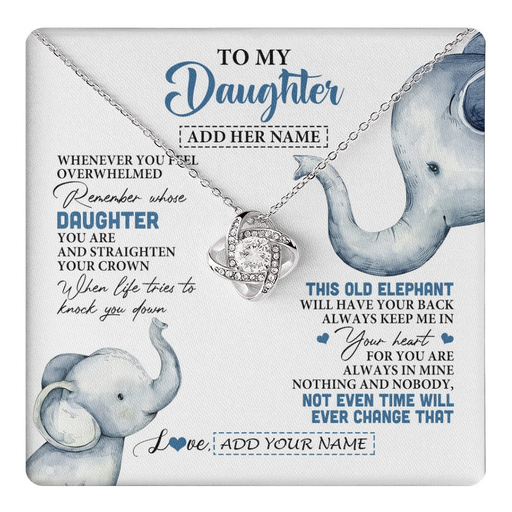 Love Knot Necklace 14K White Gold Finish | 1 | Personalized To My Daughter Gifts Necklace From Mom Dad Whenever Elephant Unique Birthday Gifts For Daughter Graduation Christmas Custom Gift Box Message Card | teecentury.myshopify