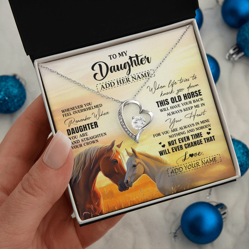 Forever Love Necklace 14K White Gold Finish | 2 | Personalized To My Daughter Gifts Necklace From Mom Dad Whenever Horse Unique Birthday Gifts For Daughter Graduation Christmas Custom Gift Box Message Card | teecentury.myshopify