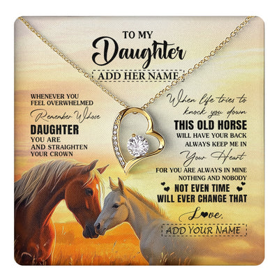 Forever Love Necklace 18K Yellow Gold Finish | 1 | Personalized To My Daughter Gifts Necklace From Mom Dad Whenever Horse Unique Birthday Gifts For Daughter Graduation Christmas Custom Gift Box Message Card | teecentury.myshopify