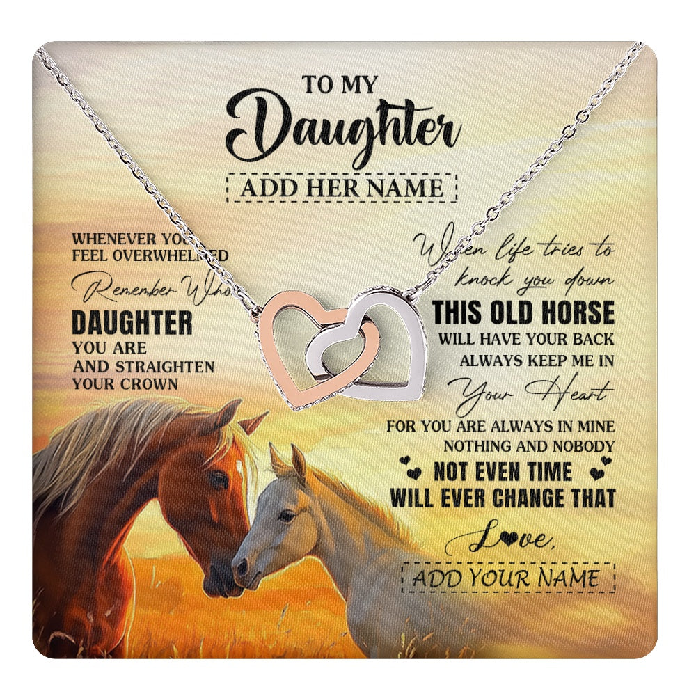 Interlocking Hearts Necklace Stainless Steel & Rose Gold Finish | 1 | Personalized To My Daughter Gifts Necklace From Mom Dad Whenever Horse Unique Birthday Gifts For Daughter Graduation Christmas Custom Gift Box Message Card | teecentury.myshopify