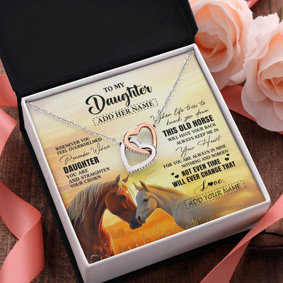 Interlocking Hearts Necklace Stainless Steel & Rose Gold Finish | 2 | Personalized To My Daughter Gifts Necklace From Mom Dad Whenever Horse Unique Birthday Gifts For Daughter Graduation Christmas Custom Gift Box Message Card | teecentury.myshopify