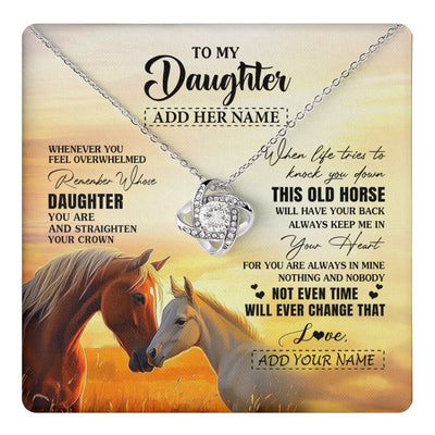 Love Knot Necklace 14K White Gold Finish | 1 | Personalized To My Daughter Gifts Necklace From Mom Dad Whenever Horse Unique Birthday Gifts For Daughter Graduation Christmas Custom Gift Box Message Card | teecentury.myshopify