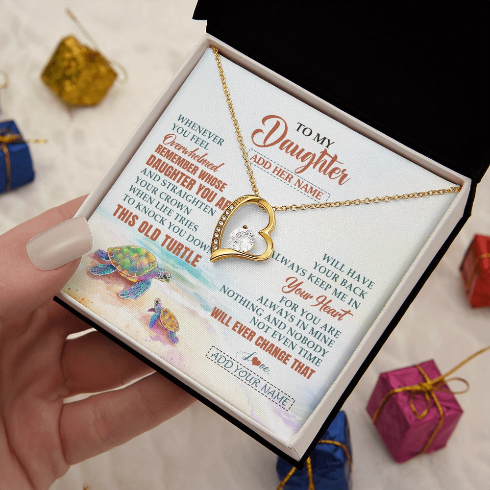 Forever Love Necklace 18K Yellow Gold Finish | 2 | Personalized To My Daughter Gifts Necklace From Mom Dad Whenever Turtle Unique Birthday Gifts For Daughter Graduation Christmas Custom Gift Box Message Card | https://teecentury.