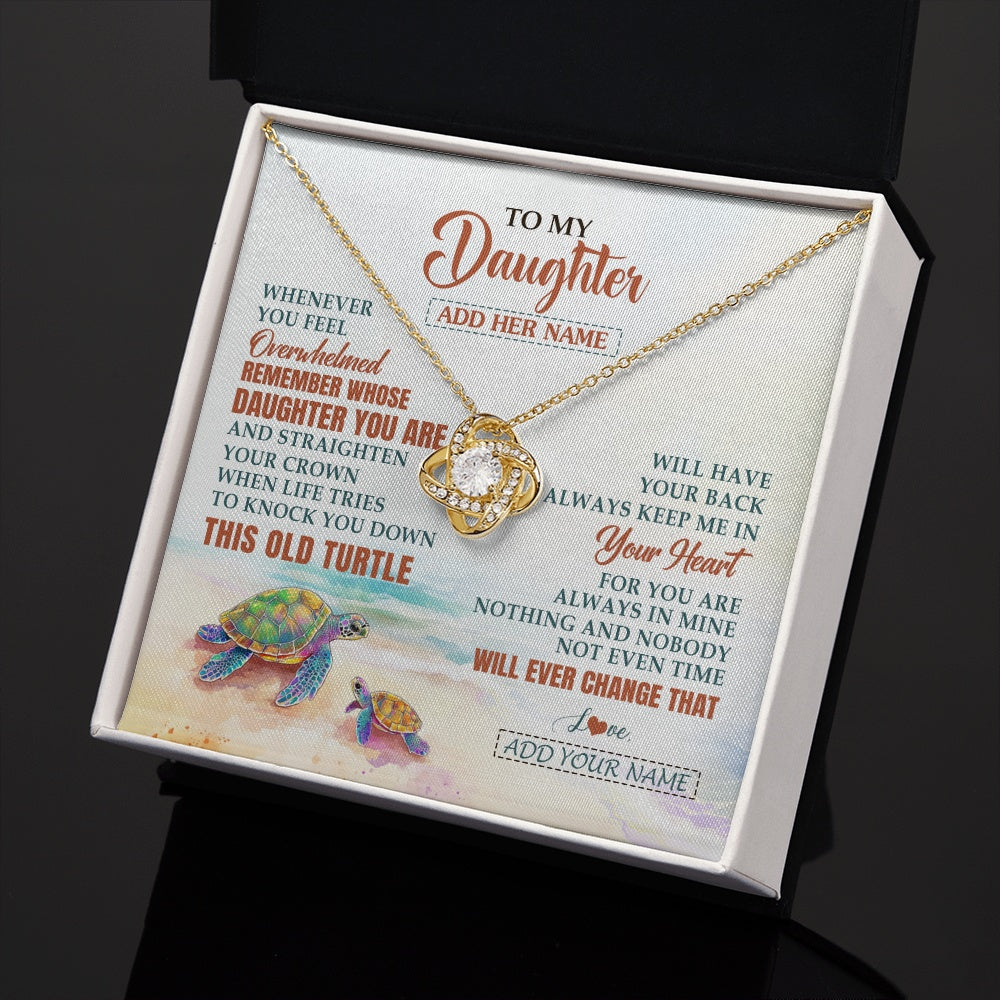 Love Knot Necklace 18K Yellow Gold Finish | 2 | Personalized To My Daughter Gifts Necklace From Mom Dad Whenever Turtle Unique Birthday Gifts For Daughter Graduation Christmas Custom Gift Box Message Card | https://teecentury.