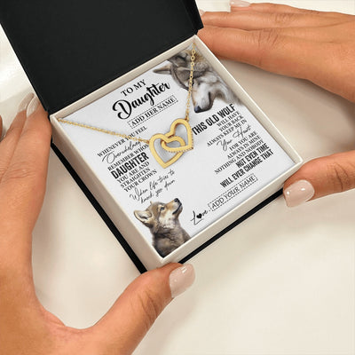 Interlocking Hearts Necklace 18K Yellow Gold Finish | 2 | Personalized To My Daughter Gifts Necklace From Mom Dad Whenever Wolf Unique Birthday Gifts For Daughter Graduation Christmas Custom Gift Box Message Card | https://teecentury.