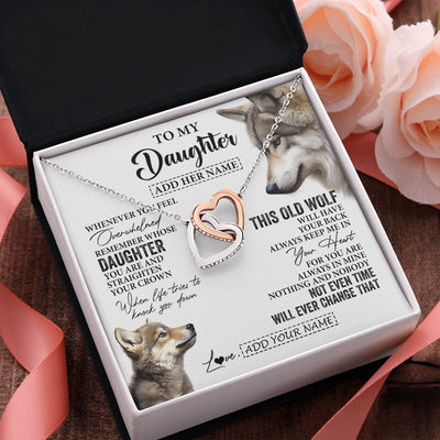 Interlocking Hearts Necklace Stainless Steel & Rose Gold Finish | 2 | Personalized To My Daughter Gifts Necklace From Mom Dad Whenever Wolf Unique Birthday Gifts For Daughter Graduation Christmas Custom Gift Box Message Card | https://teecentury.