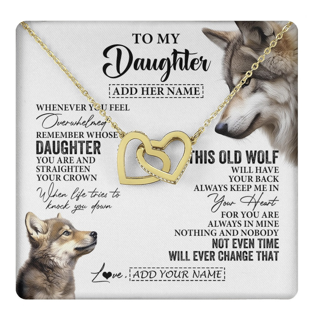 Interlocking Hearts Necklace 18K Yellow Gold Finish | 1 | Personalized To My Daughter Gifts Necklace From Mom Dad Whenever Wolf Unique Birthday Gifts For Daughter Graduation Christmas Custom Gift Box Message Card | https://teecentury.