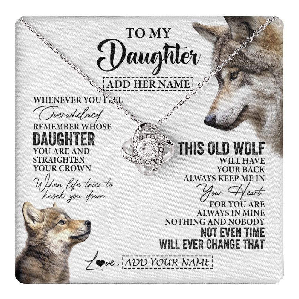 Love Knot Necklace 14K White Gold Finish | 1 | Personalized To My Daughter Gifts Necklace From Mom Dad Whenever Wolf Unique Birthday Gifts For Daughter Graduation Christmas Custom Gift Box Message Card | https://teecentury.