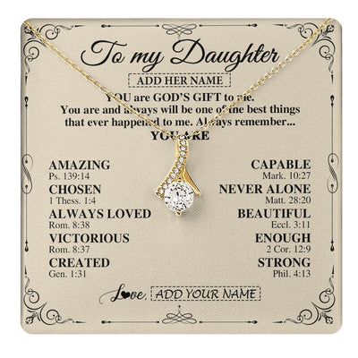 Alluring Beauty Necklace 18K Yellow Gold Finish | 1 | Personalized To My Daughter Gifts Necklace From Mom Dad You Are God's Gift To Me Daughter Birthday Gifts Christmas Christian Custom Gift Box Message Card | https://teecentury.