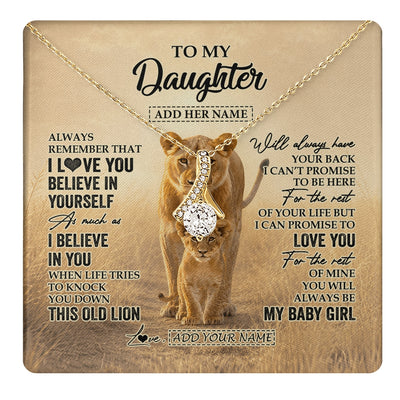 Alluring Beauty Necklace 18K Yellow Gold Finish | 1 | Personalized To My Daughter Gifts Necklace From Mom Mother Always Remember Lion Gifts For Daughter Birthday Graduation Christmas Custom Gift Box Message Card | https://teecentury.