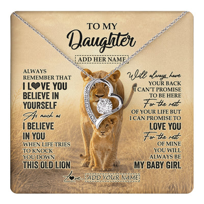 Forever Love Necklace 14K White Gold Finish | 1 | Personalized To My Daughter Gifts Necklace From Mom Mother Always Remember Lion Gifts For Daughter Birthday Graduation Christmas Custom Gift Box Message Card | https://teecentury.