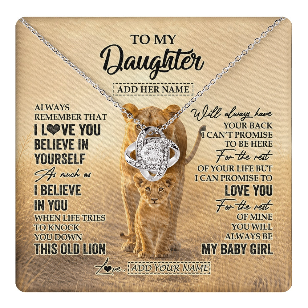 Love Knot Necklace 14K White Gold Finish | 1 | Personalized To My Daughter Gifts Necklace From Mom Mother Always Remember Lion Gifts For Daughter Birthday Graduation Christmas Custom Gift Box Message Card | https://teecentury.