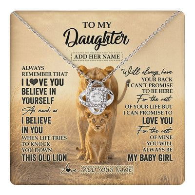 Love Knot Necklace 14K White Gold Finish | 1 | Personalized To My Daughter Gifts Necklace From Mom Mother Always Remember Lion Gifts For Daughter Birthday Graduation Christmas Custom Gift Box Message Card | https://teecentury.