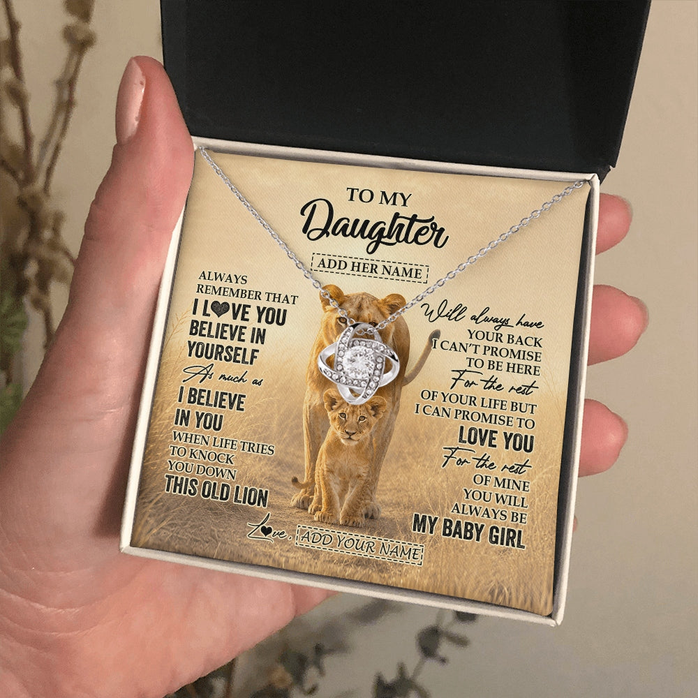 Love Knot Necklace 14K White Gold Finish | 2 | Personalized To My Daughter Gifts Necklace From Mom Mother Always Remember Lion Gifts For Daughter Birthday Graduation Christmas Custom Gift Box Message Card | https://teecentury.