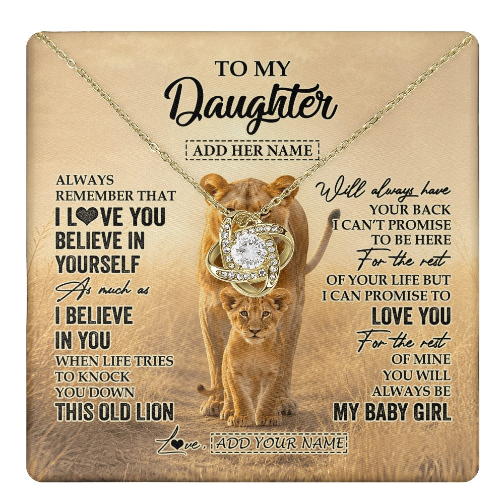 Love Knot Necklace 18K Yellow Gold Finish | 1 | Personalized To My Daughter Gifts Necklace From Mom Mother Always Remember Lion Gifts For Daughter Birthday Graduation Christmas Custom Gift Box Message Card | https://teecentury.