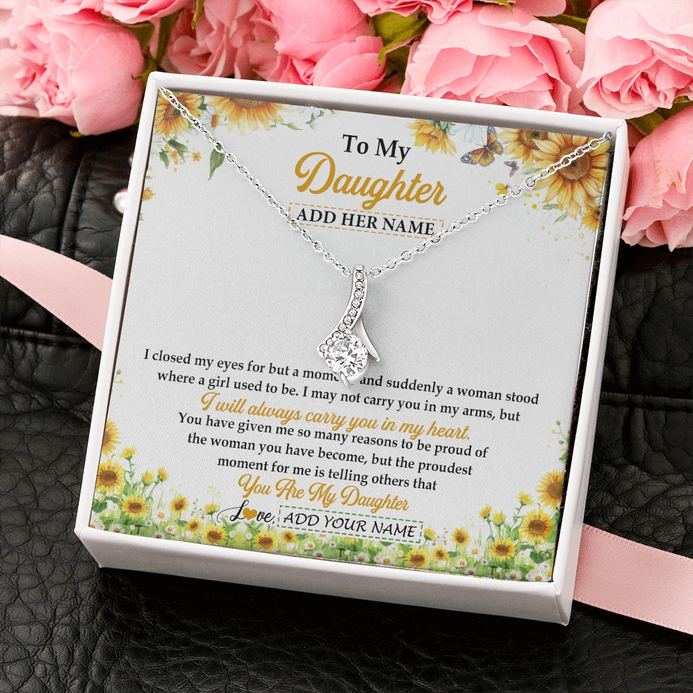 Alluring Beauty Necklace 14K White Gold Finish | 2 | Personalized To My Daughter Gifts Necklace From Mom Mother Dad I Closed My Eyes Sunflower Best Daughter Birthday Gifts Christmas Custom Gift Box Message Card | teecentury.myshopify