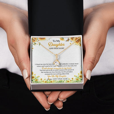 Alluring Beauty Necklace 18K Yellow Gold Finish | 2 | Personalized To My Daughter Gifts Necklace From Mom Mother Dad I Closed My Eyes Sunflower Best Daughter Birthday Gifts Christmas Custom Gift Box Message Card | teecentury.myshopify
