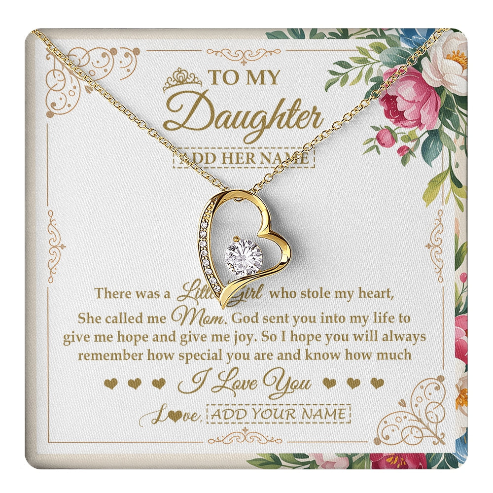 Forever Love Necklace 18K Yellow Gold Finish | 1 | Personalized To My Daughter Gifts Necklace From Mom Mother Filled With My Love Daughter Birthday Gifts Graduation Wedding Christmas Gift Box Message Card | https://teecentury.