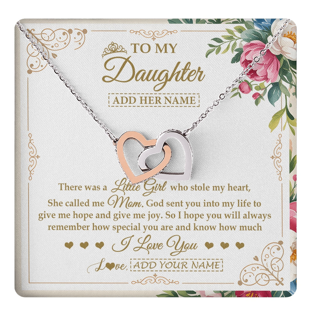 Interlocking Hearts Necklace Stainless Steel & Rose Gold Finish | 1 | Personalized To My Daughter Gifts Necklace From Mom Mother Filled With My Love Daughter Birthday Gifts Graduation Wedding Christmas Gift Box Message Card | https://teecentury.