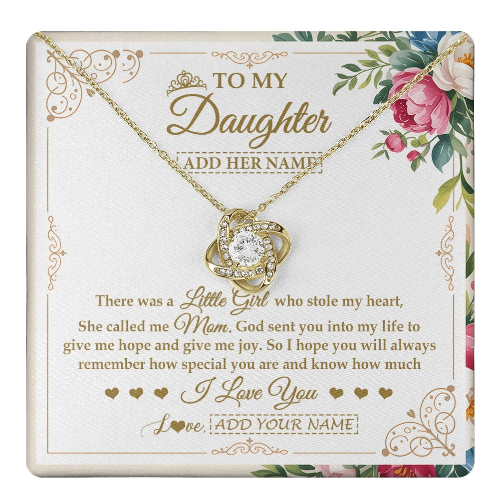 Love Knot Necklace 18K Yellow Gold Finish | 1 | Personalized To My Daughter Gifts Necklace From Mom Mother Filled With My Love Daughter Birthday Gifts Graduation Wedding Christmas Gift Box Message Card | https://teecentury.