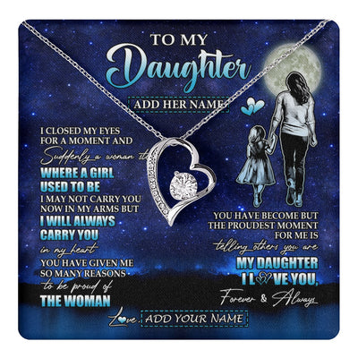 Forever Love Necklace 14K White Gold Finish | 1 | Personalized To My Daughter Gifts Necklace From Mom Mother I Closed My Eyes For A Moment Daughter Birthday Graduation Christmas Custom Gift Box Message Card | teecentury.myshopify