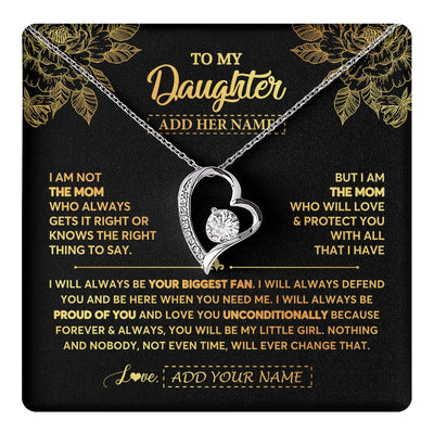 Forever Love Necklace 14K White Gold Finish | 1 | Personalized To My Daughter Gifts Necklace From Mom Mother Meaningful Family Jewelry Birthday Gifts For Daughter Christmas Custom Gift Box Message Card | https://teecentury.