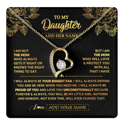 Forever Love Necklace 18K Yellow Gold Finish | 1 | Personalized To My Daughter Gifts Necklace From Mom Mother Meaningful Family Jewelry Birthday Gifts For Daughter Christmas Custom Gift Box Message Card | https://teecentury.