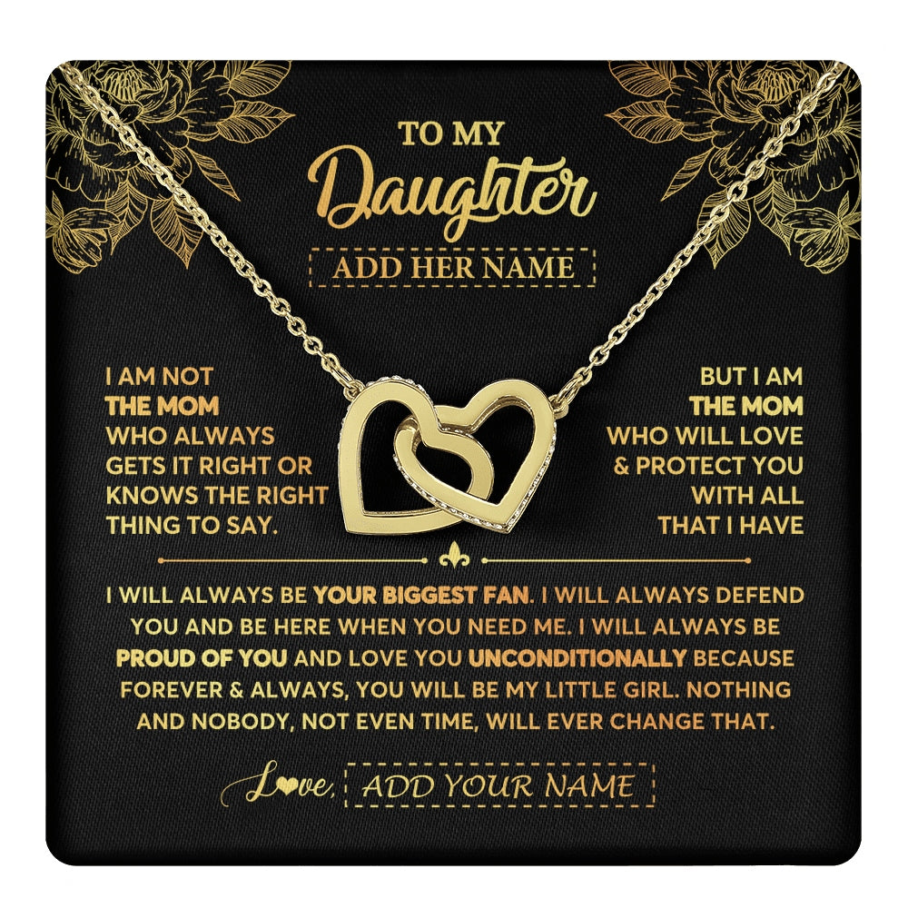 Interlocking Hearts Necklace 18K Yellow Gold Finish | 1 | Personalized To My Daughter Gifts Necklace From Mom Mother Meaningful Family Jewelry Birthday Gifts For Daughter Christmas Custom Gift Box Message Card | https://teecentury.