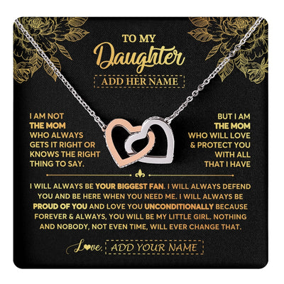 Interlocking Hearts Necklace Stainless Steel & Rose Gold Finish | 1 | Personalized To My Daughter Gifts Necklace From Mom Mother Meaningful Family Jewelry Birthday Gifts For Daughter Christmas Custom Gift Box Message Card | https://teecentury.