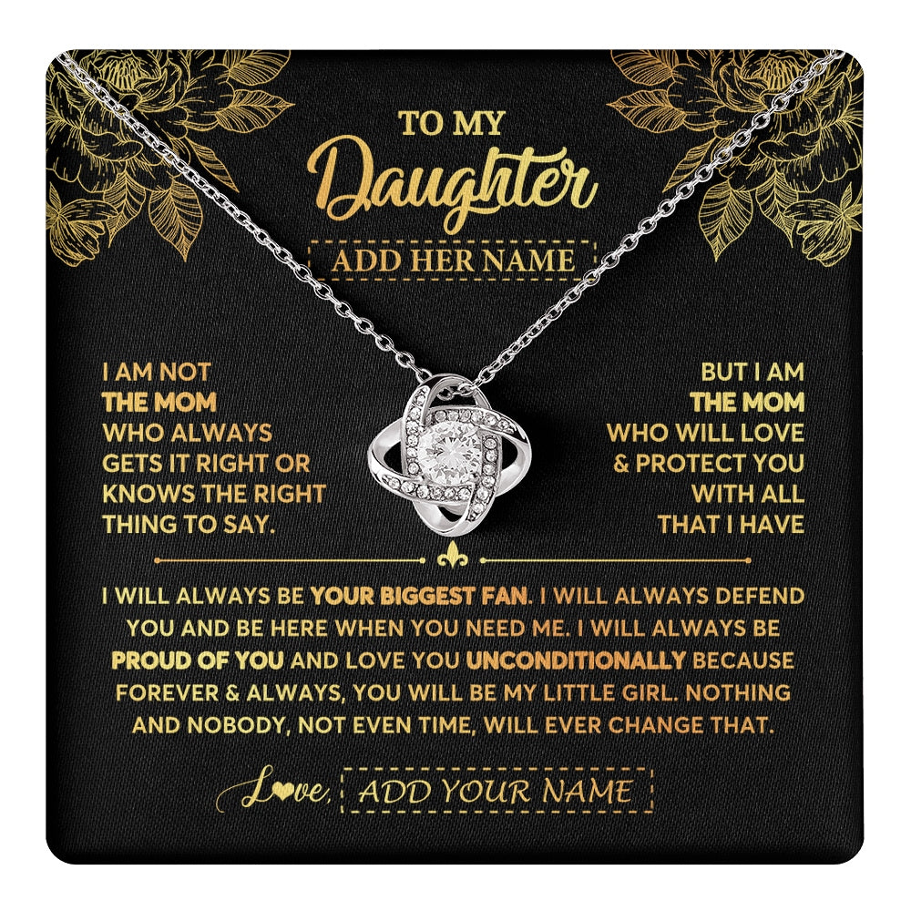 Love Knot Necklace 14K White Gold Finish | 1 | Personalized To My Daughter Gifts Necklace From Mom Mother Meaningful Family Jewelry Birthday Gifts For Daughter Christmas Custom Gift Box Message Card | https://teecentury.