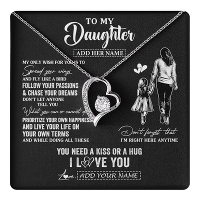 Forever Love Necklace 14K White Gold Finish | 1 | Personalized To My Daughter Gifts Necklace From Mom Mother My Only Wish For You Daughter Birthday Gifts Graduation Christmas Customized Gift Box Message Card | teecentury.myshopify