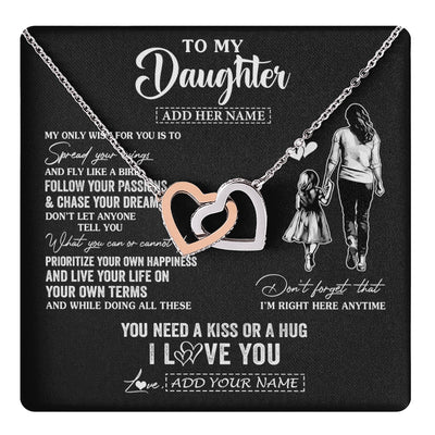 Interlocking Hearts Necklace Stainless Steel & Rose Gold Finish | 1 | Personalized To My Daughter Gifts Necklace From Mom Mother My Only Wish For You Daughter Birthday Gifts Graduation Christmas Customized Gift Box Message Card | teecentury.myshopify