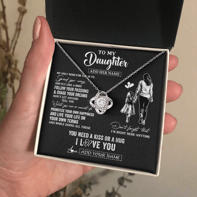 Love Knot Necklace 14K White Gold Finish | 2 | Personalized To My Daughter Gifts Necklace From Mom Mother My Only Wish For You Daughter Birthday Gifts Graduation Christmas Customized Gift Box Message Card | teecentury.myshopify