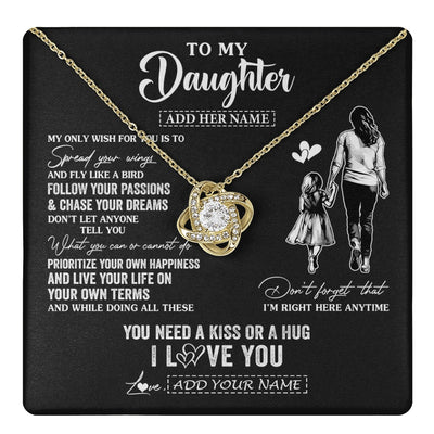 Love Knot Necklace 18K Yellow Gold Finish | 1 | Personalized To My Daughter Gifts Necklace From Mom Mother My Only Wish For You Daughter Birthday Gifts Graduation Christmas Customized Gift Box Message Card | teecentury.myshopify