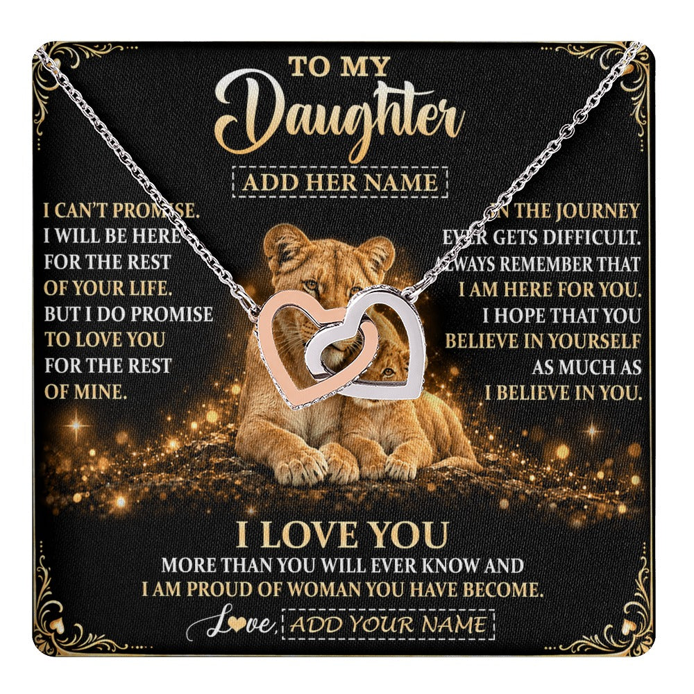 Interlocking Hearts Necklace Stainless Steel & Rose Gold Finish | 1 | Personalized To My Daughter Gifts Necklace From Mom Mother To Daughter Birthday Gifts Love You Forever Lion Graduation Christmas Custom Gift Box Message Card | https://teecentury.