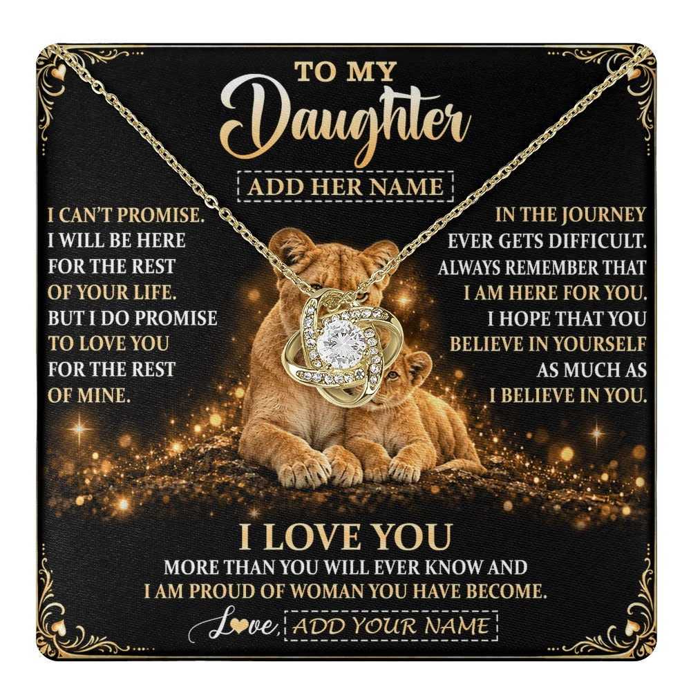 Love Knot Necklace 18K Yellow Gold Finish | 1 | Personalized To My Daughter Gifts Necklace From Mom Mother To Daughter Birthday Gifts Love You Forever Lion Graduation Christmas Custom Gift Box Message Card | https://teecentury.