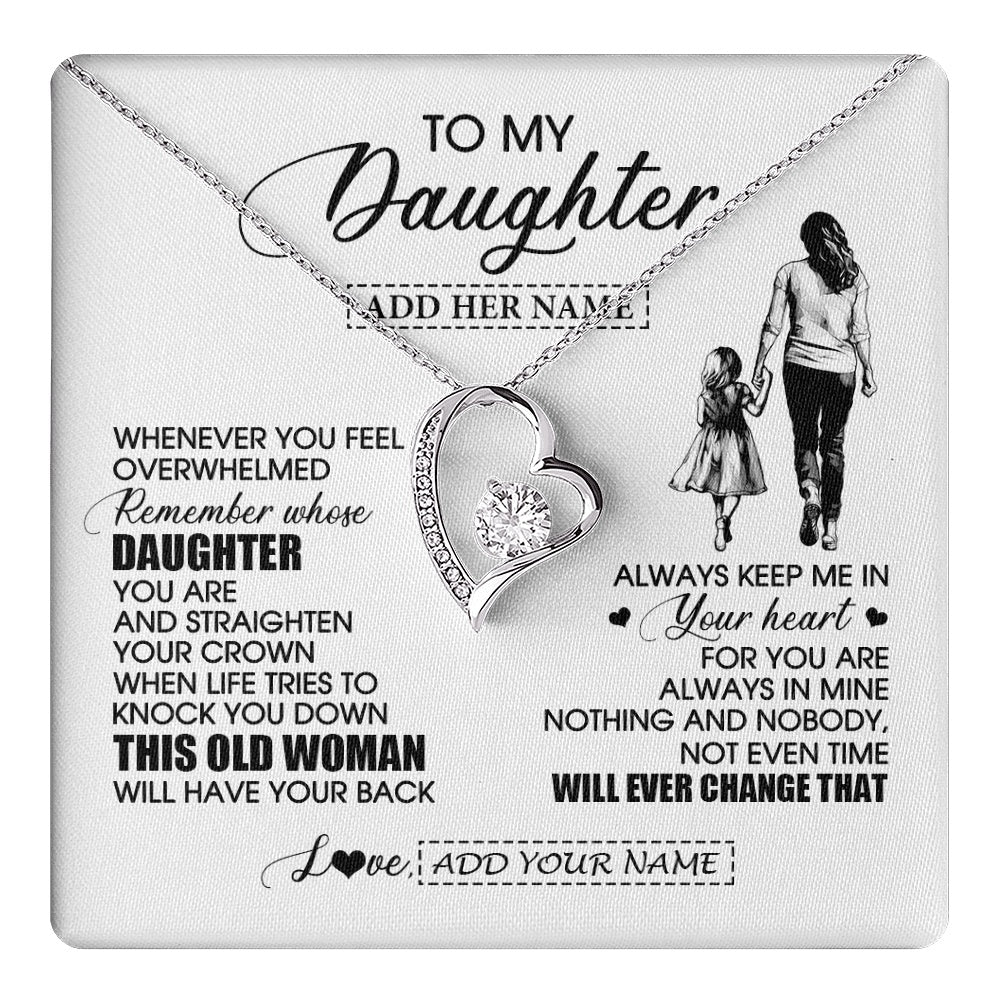 Forever Love Necklace 14K White Gold Finish | 1 | Personalized To My Daughter Gifts Necklace From Mom Mother Whenever Woman Unique Birthday Gifts For Daughter Graduation Christmas Custom Gift Box Message Card | teecentury.myshopify
