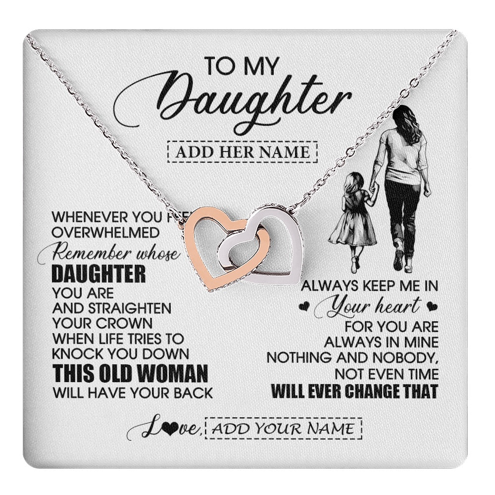 Interlocking Hearts Necklace Stainless Steel & Rose Gold Finish | 1 | Personalized To My Daughter Gifts Necklace From Mom Mother Whenever Woman Unique Birthday Gifts For Daughter Graduation Christmas Custom Gift Box Message Card | teecentury.myshopify