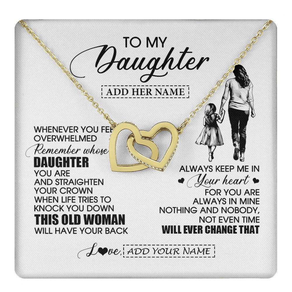 Interlocking Hearts Necklace 18K Yellow Gold Finish | 1 | Personalized To My Daughter Gifts Necklace From Mom Mother Whenever Woman Unique Birthday Gifts For Daughter Graduation Christmas Custom Gift Box Message Card | teecentury.myshopify