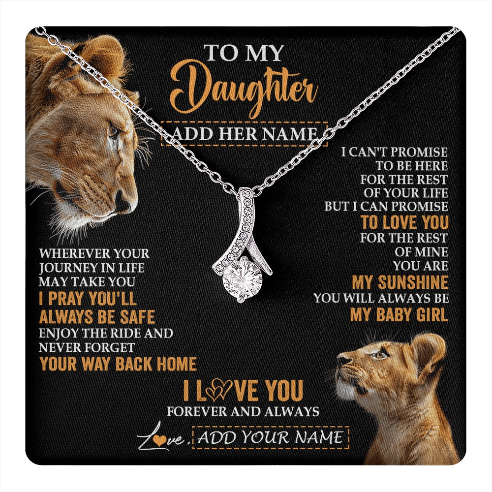 Alluring Beauty Necklace 14K White Gold Finish | 1 | Personalized To My Daughter Gifts Necklace From Mom Mother Wherever Your Journey In Life Lion Daughter Birthday Gifts Christmas Custom Gift Box Message Card | https://teecentury.