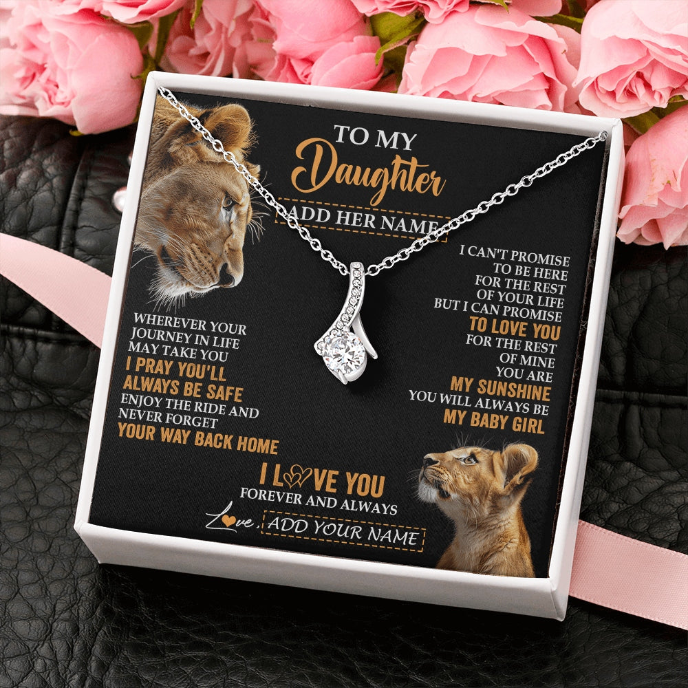 Alluring Beauty Necklace 14K White Gold Finish | 2 | Personalized To My Daughter Gifts Necklace From Mom Mother Wherever Your Journey In Life Lion Daughter Birthday Gifts Christmas Custom Gift Box Message Card | https://teecentury.