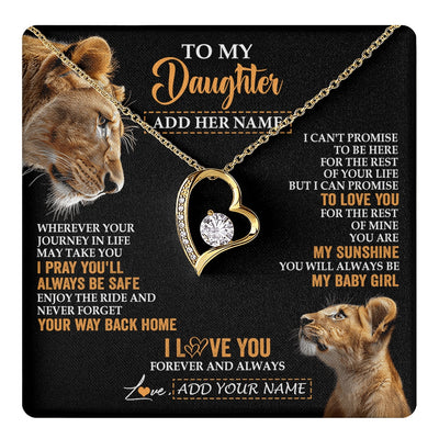Forever Love Necklace 18K Yellow Gold Finish | 1 | Personalized To My Daughter Gifts Necklace From Mom Mother Wherever Your Journey In Life Lion Daughter Birthday Gifts Christmas Custom Gift Box Message Card | https://teecentury.