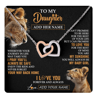 Interlocking Hearts Necklace Stainless Steel & Rose Gold Finish | 1 | Personalized To My Daughter Gifts Necklace From Mom Mother Wherever Your Journey In Life Lion Daughter Birthday Gifts Christmas Custom Gift Box Message Card | https://teecentury.