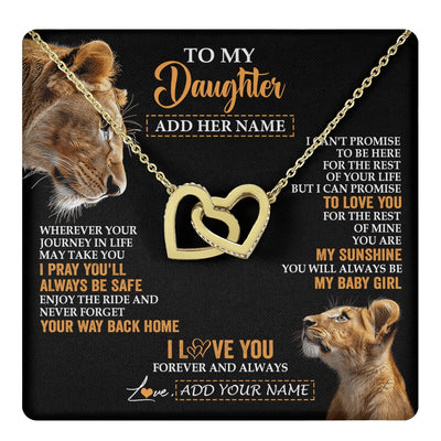 Interlocking Hearts Necklace 18K Yellow Gold Finish | 1 | Personalized To My Daughter Gifts Necklace From Mom Mother Wherever Your Journey In Life Lion Daughter Birthday Gifts Christmas Custom Gift Box Message Card | https://teecentury.