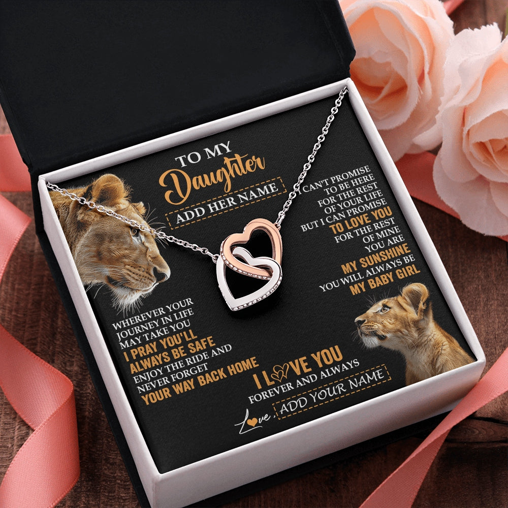 Interlocking Hearts Necklace Stainless Steel & Rose Gold Finish | 2 | Personalized To My Daughter Gifts Necklace From Mom Mother Wherever Your Journey In Life Lion Daughter Birthday Gifts Christmas Custom Gift Box Message Card | https://teecentury.