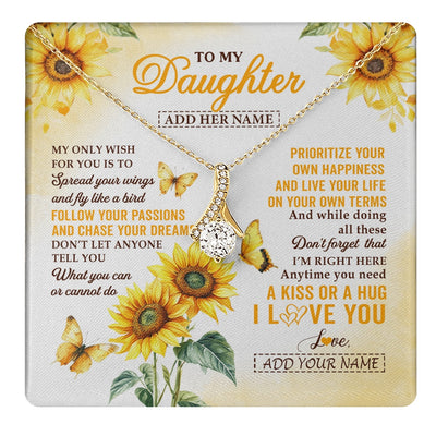Alluring Beauty Necklace 18K Yellow Gold Finish | 1 | Personalized To My Daughter Gifts Necklace From Mom Sunflower My Only Wish For You Daughter Birthday Gifts Graduation Christmas Custom Gift Box Message Card | https://teecentury.