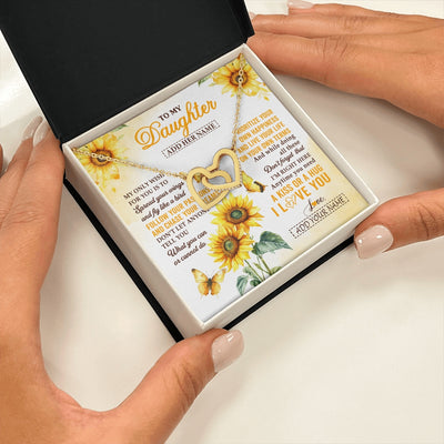 Interlocking Hearts Necklace 18K Yellow Gold Finish | 2 | Personalized To My Daughter Gifts Necklace From Mom Sunflower My Only Wish For You Daughter Birthday Gifts Graduation Christmas Custom Gift Box Message Card | https://teecentury.