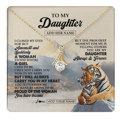 Alluring Beauty Necklace 18K Yellow Gold Finish | 1 | Personalized To My Daughter Gifts Necklace Tiger From Mom Dad Mother You Are My Daughter Birthday Gifts Graduation Christmas Custom Gift Box Message Card | https://teecentury.